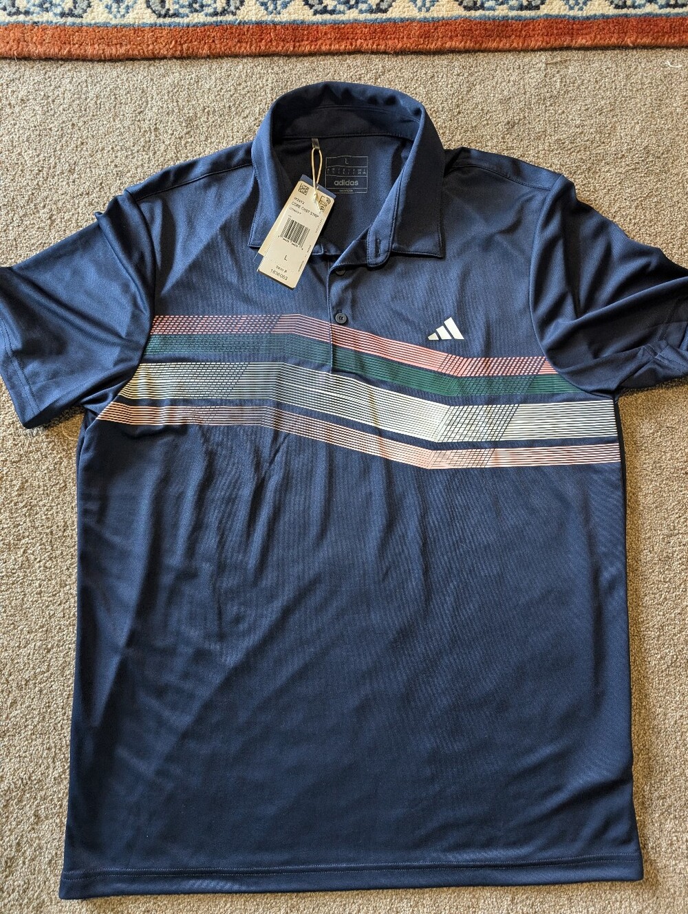 NWT Adidas Men’s Core Chest Stripe Golf Polo Shirt – Collegiate Navy – Size L